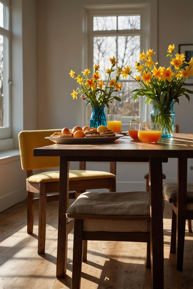 Leuchtende Pfannkuchen-Türmchen beim Osterbrunch