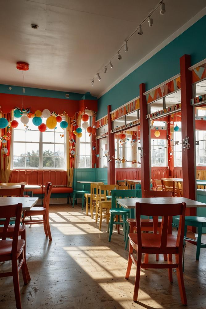 Helle praktische Karnevalsdekoration im Raum