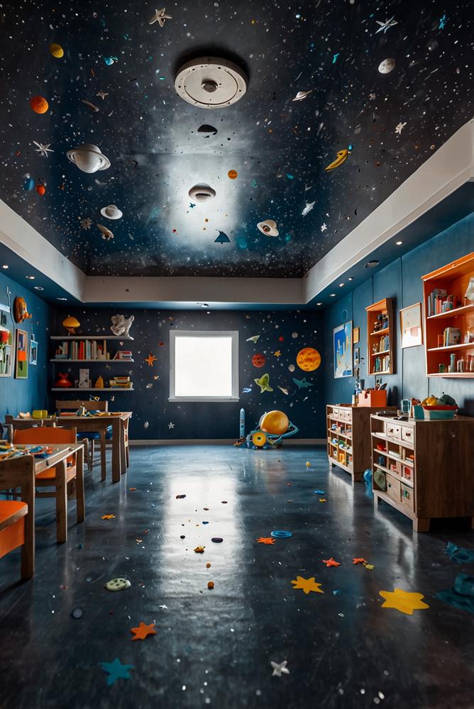 Raumschiff Mottoparty mit Kinder-Deko und Astronauten Kostuemen