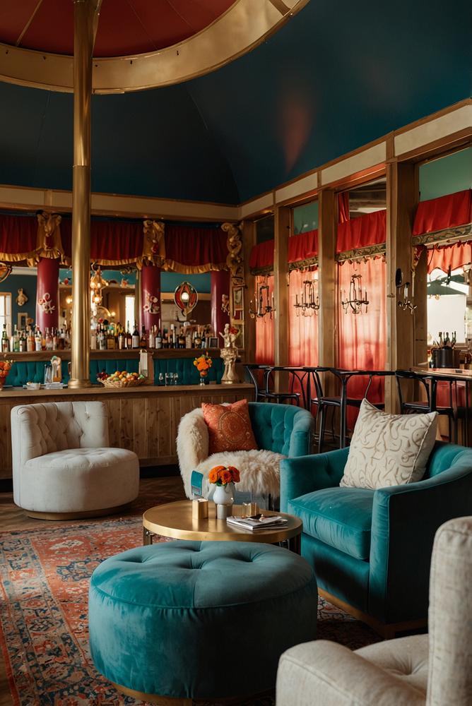 Helle Sitzbereiche bei privater Karnevalsfeier