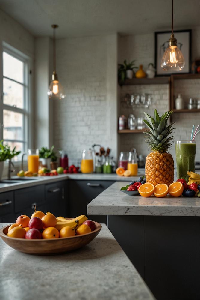 Helle und einladende Smoothie-Getränke in modernen Gläsern