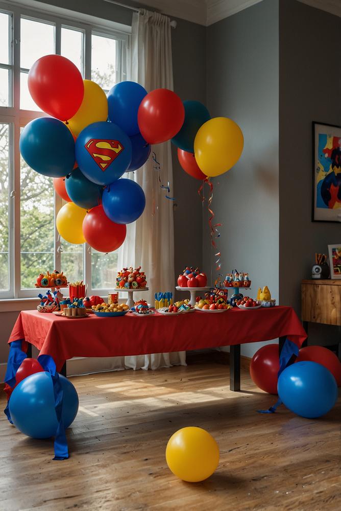 helles superhelden-headquarter fuer kinderparty