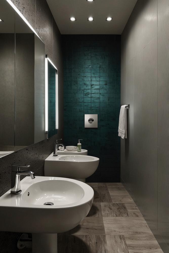 Helle und moderne Toilettenräume für Karnevalsfeier