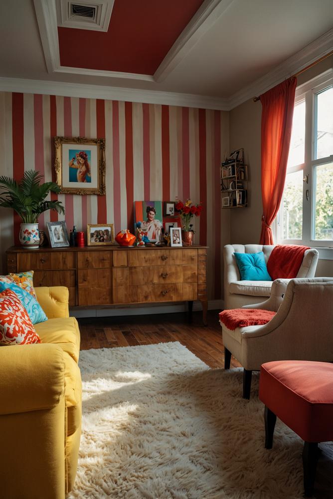Helles Wohnzimmer mit Karnevals-Foto-Booth und bunten Requisiten