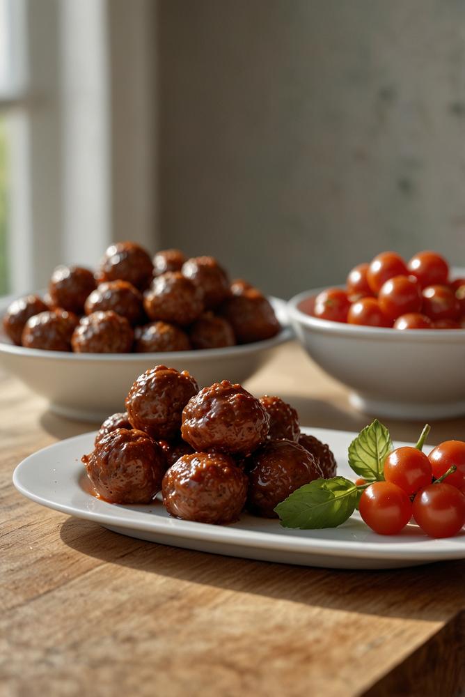 Würzige Mini-Frikadellen als Karnevalssnack hell und einladend