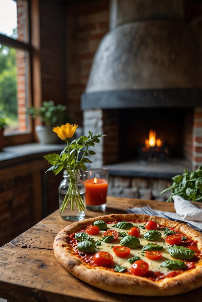 Holzofen-Pizzaabend im Garten mit stimmungsvoller Beleuchtung