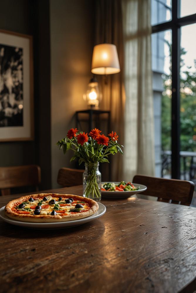 Helle und einladende Mini-Pizzen und Pizzen zum Teilen in modernem Raum