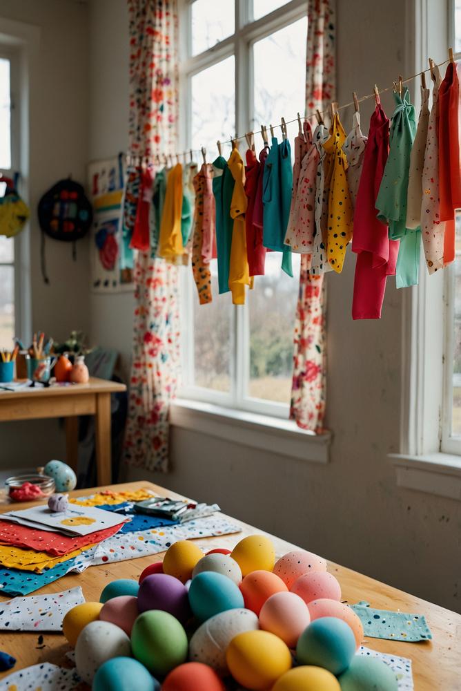 Hell und freundlich eingerichteter Upcycling-Modeworkshop zu Ostern