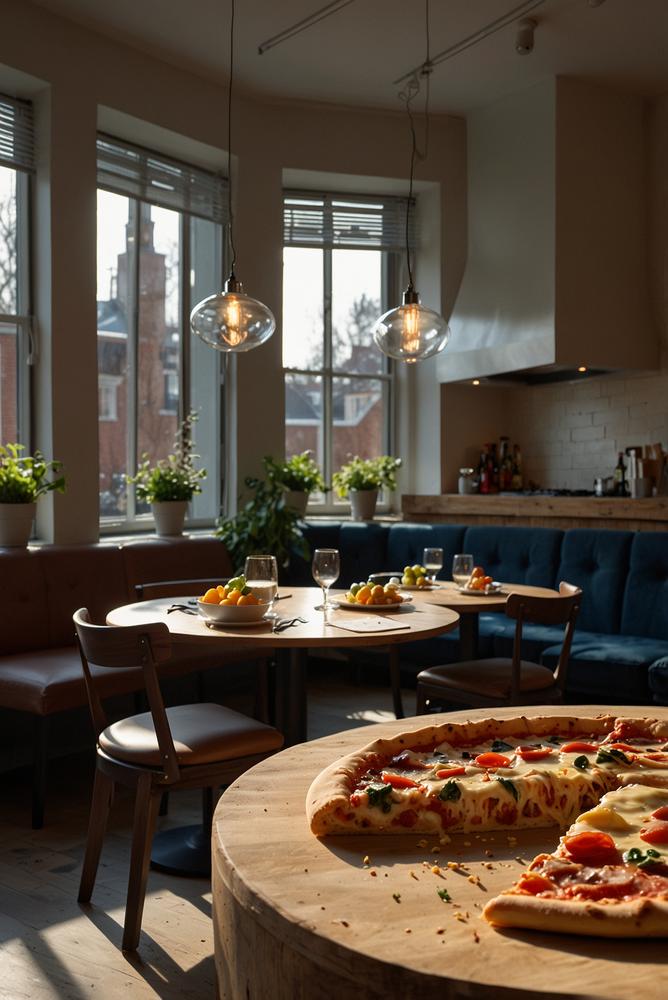 Einladender Raum für Pizza-Delivery-Tasting mit Freunden