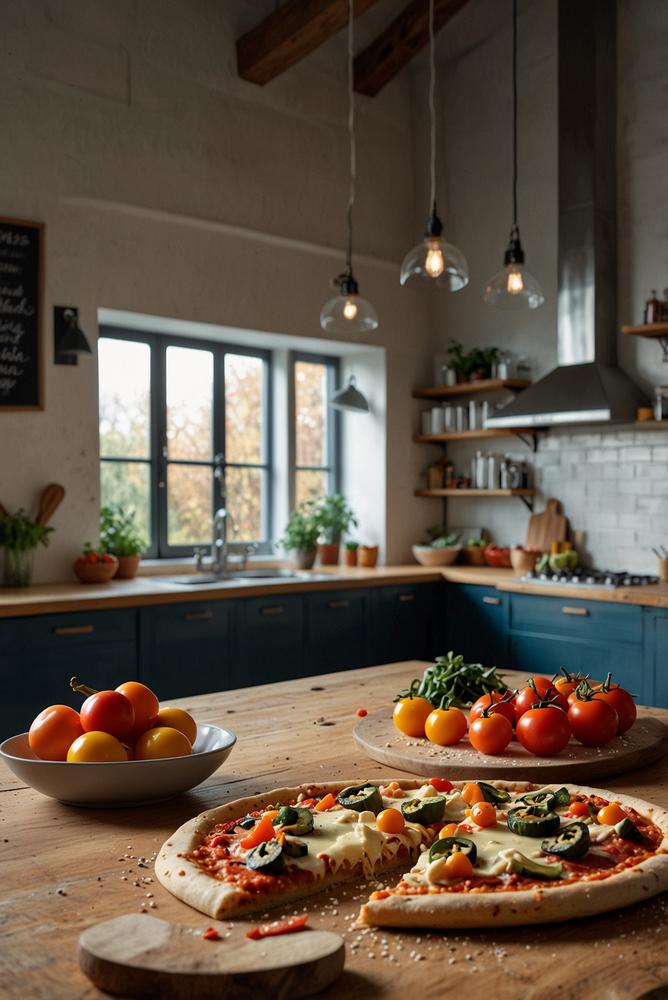 Helle und einladende Küche für veganen Pizza-Workshop