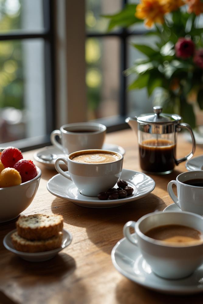 Helle Kaffeeverkostung beim Frühlingsbrunch zuhause